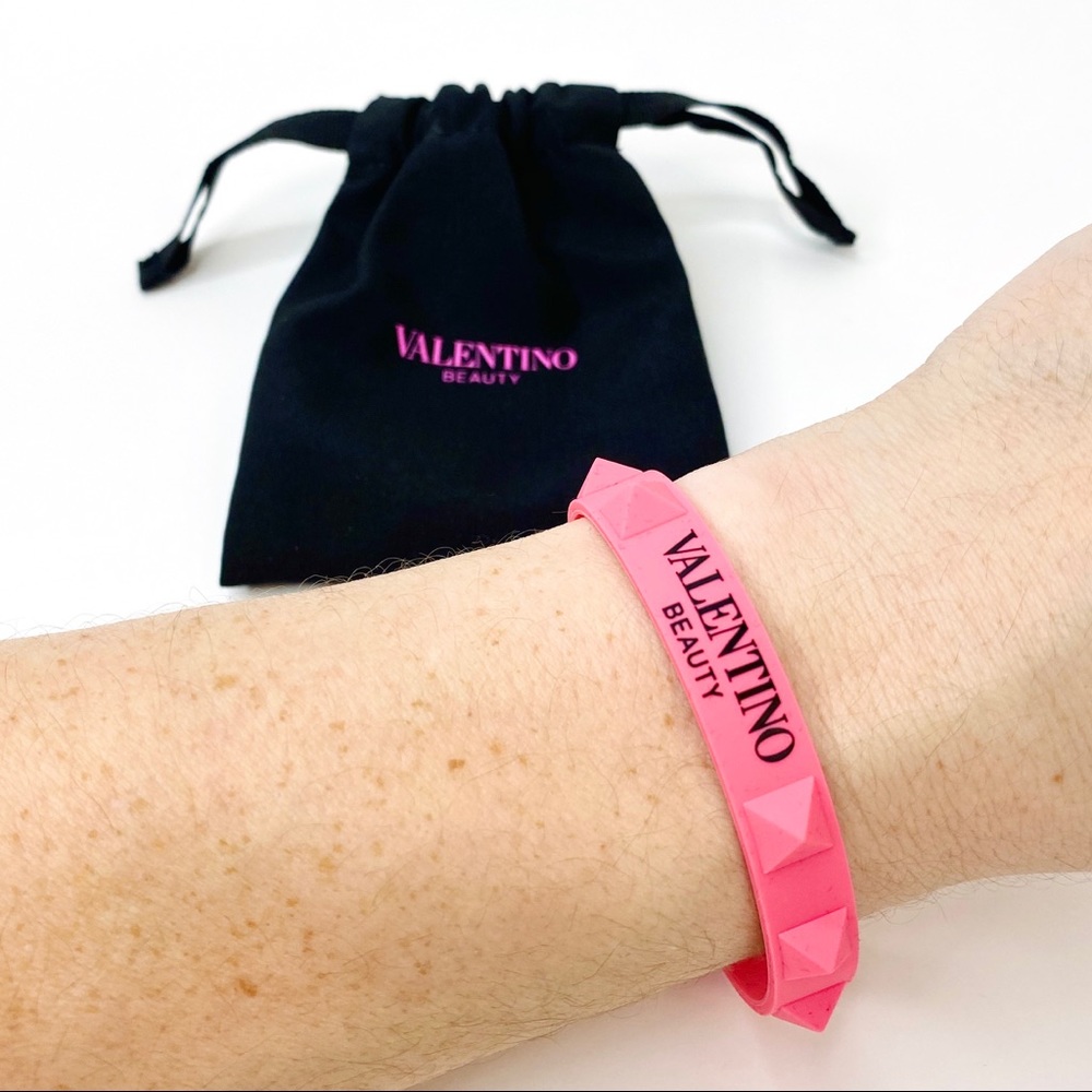 Valentino Pink Silicone Spike Bracelet